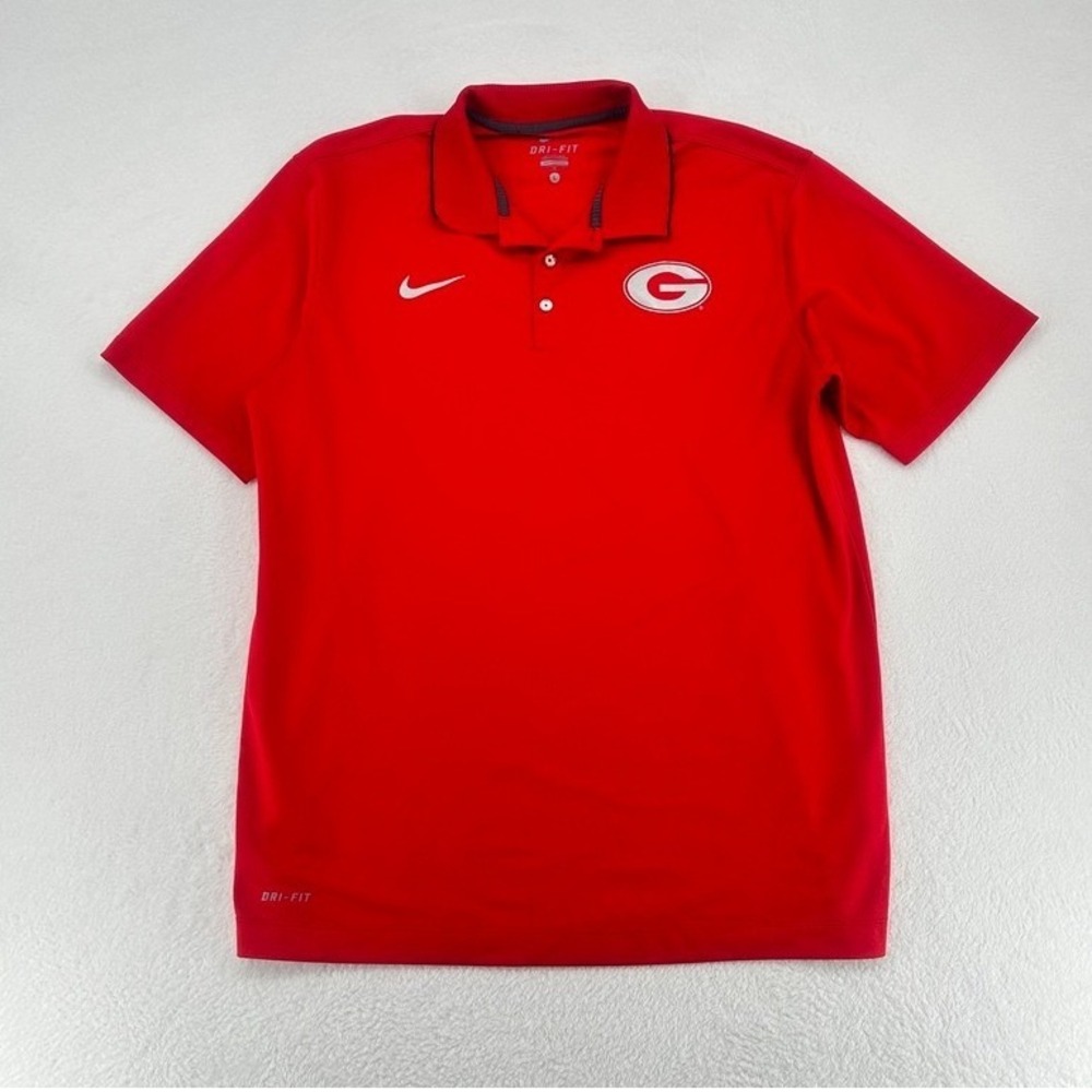 Nike Dri-FIT Georgia Bulldogs Red Polo Shirt Size L Excellent